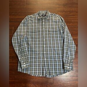 Lucchese 1883 Shirt Mens XL Blue Gray White Plaid Western Button Down